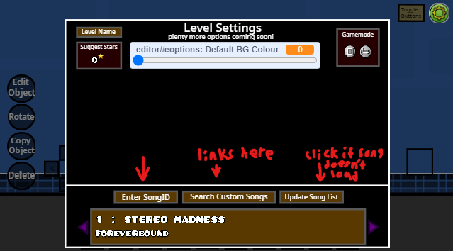 Reference image for where to enter the song link